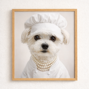 Custom Pet Portrait from Photo, Personalized Art. Pet Gift. Chef Portrait Style