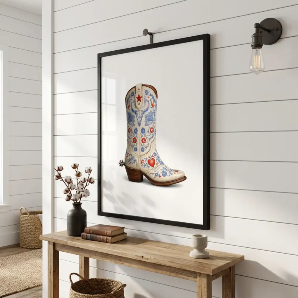 Cowboy Boot Print. Western Gift. Modern Farmhouse Wall Decor.