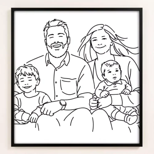 creacio de marcs - AI Image board Custom Family Portrait from Photo – (or Single Person, Couple) – Custom Drawing - Line Art Style - Personalized Gift