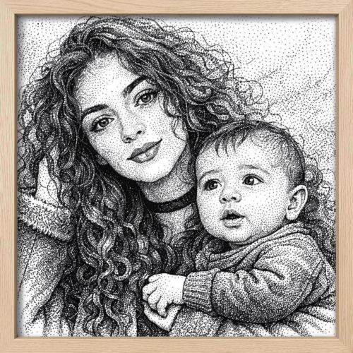 creacio de marcs - AI Image board Custom Drawing Portrait from Photo – Family, Couple, Single Person Drawing. Personalized Gift. Stipple Dotwork Style