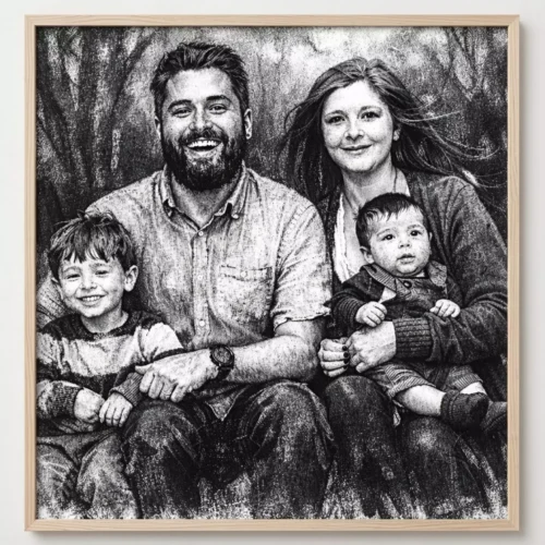 creacio de marcs - AI Image board Custom Family Portrait from Photo – (or Single Person, Couple)– Custom Drawing - Charcoal Style - Personalized Gift