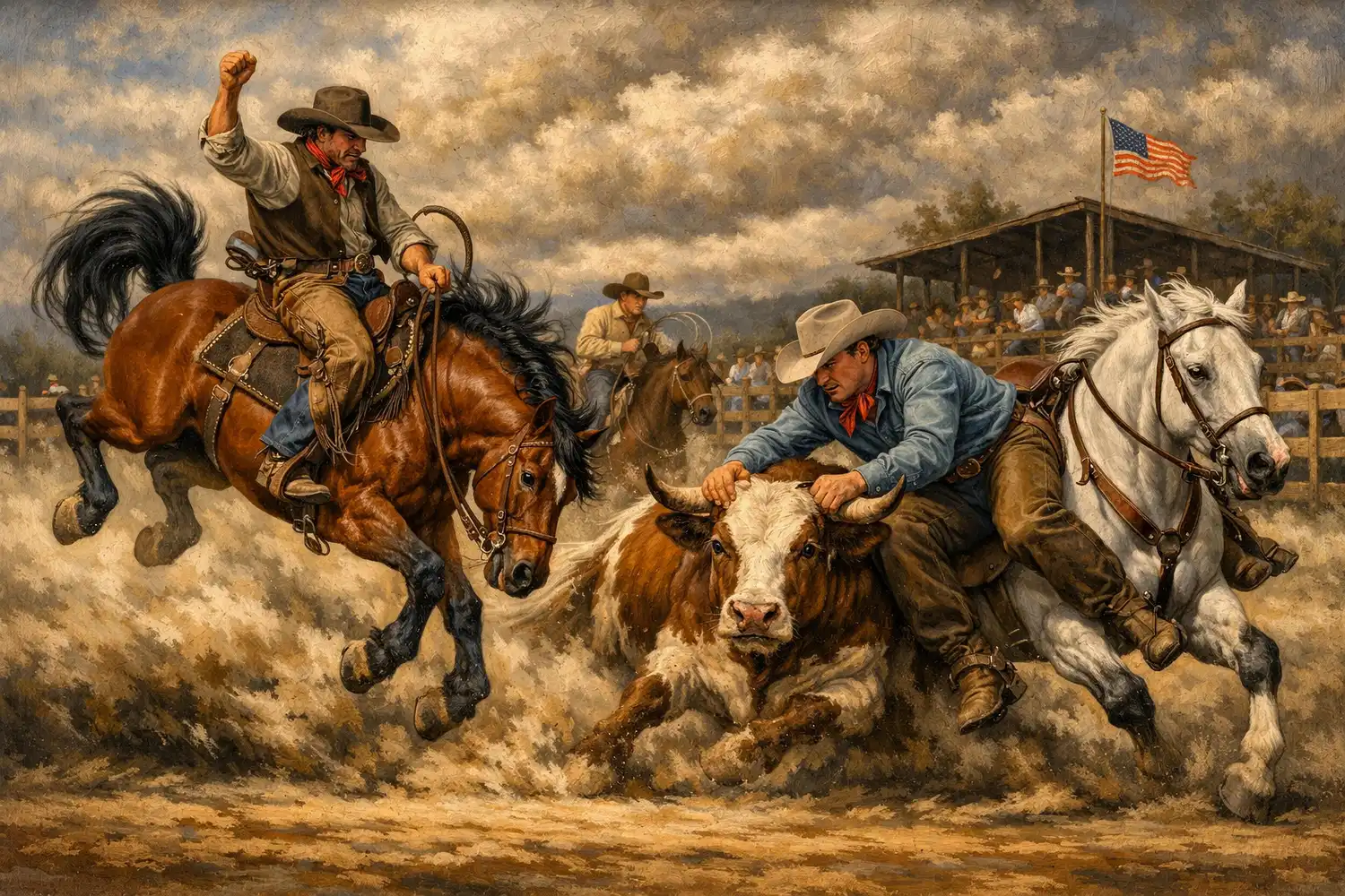 Rodeo Oil Painting Style Wall Art, Western Gift, Farmhouse Wall Decor