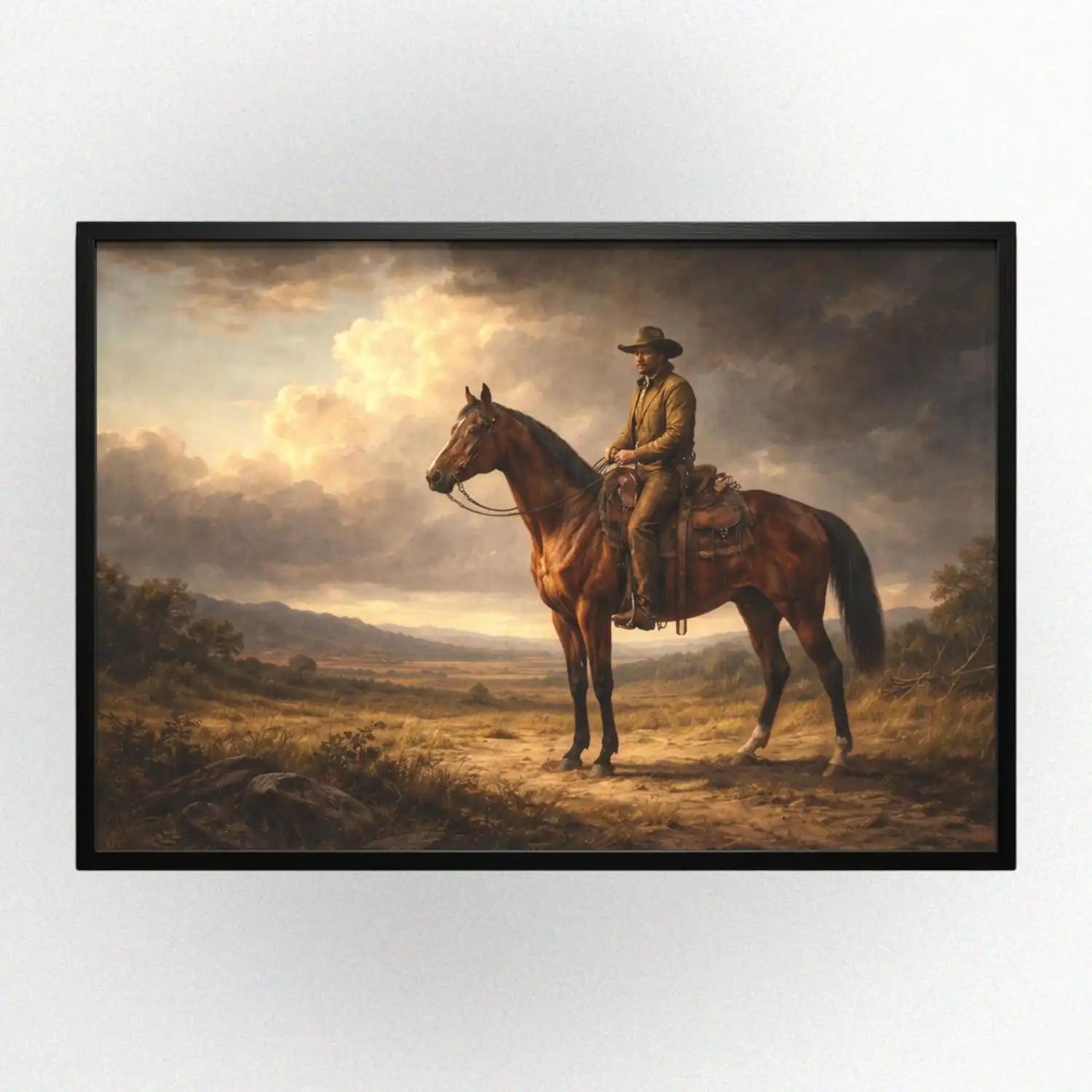 Cowboy Oil Painting Style Wall Art, Western Gift, Farmhouse Wall Decor