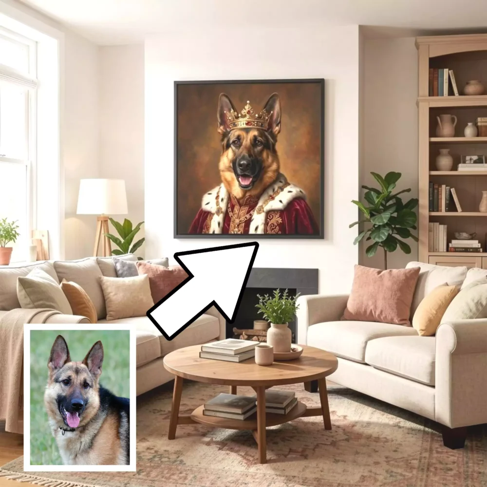 Royal Pet. Custom Pet Portrait from Photo, Personalized Art. Pet Gifts