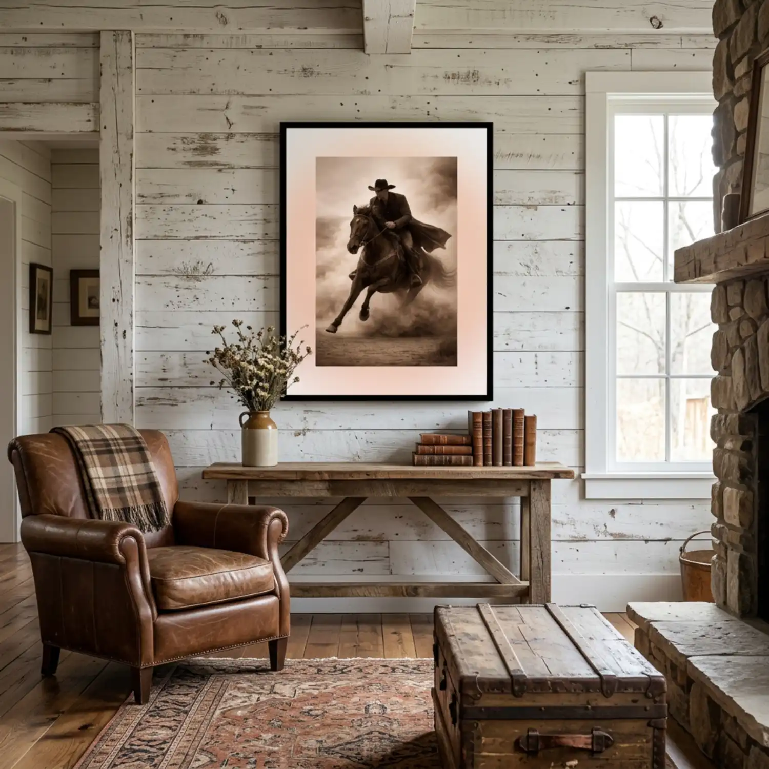 Cowboy Riding Horse Print. Western Gift. Modern Farmhouse Wall Decor. Rustic Home Decor.