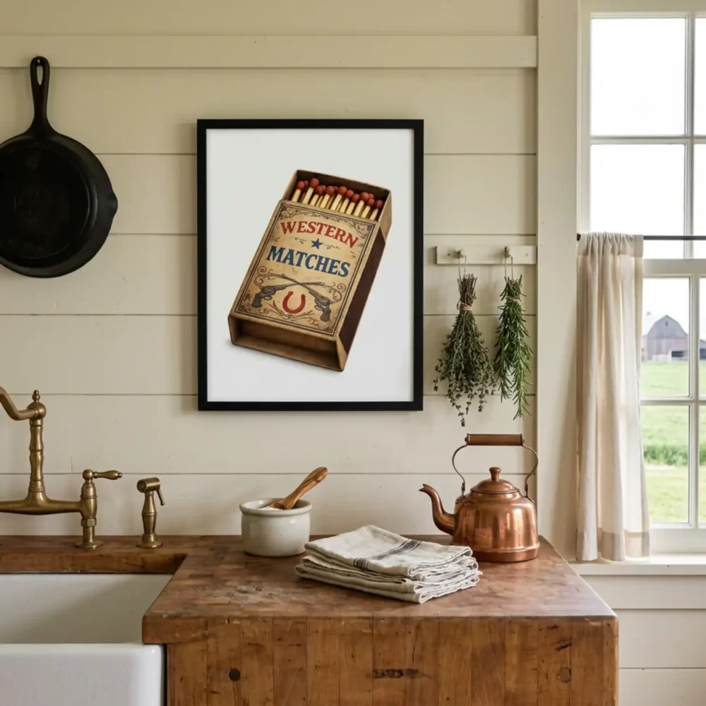 Matchbook Print. Western Gift. Modern Farmhouse Wall Decor