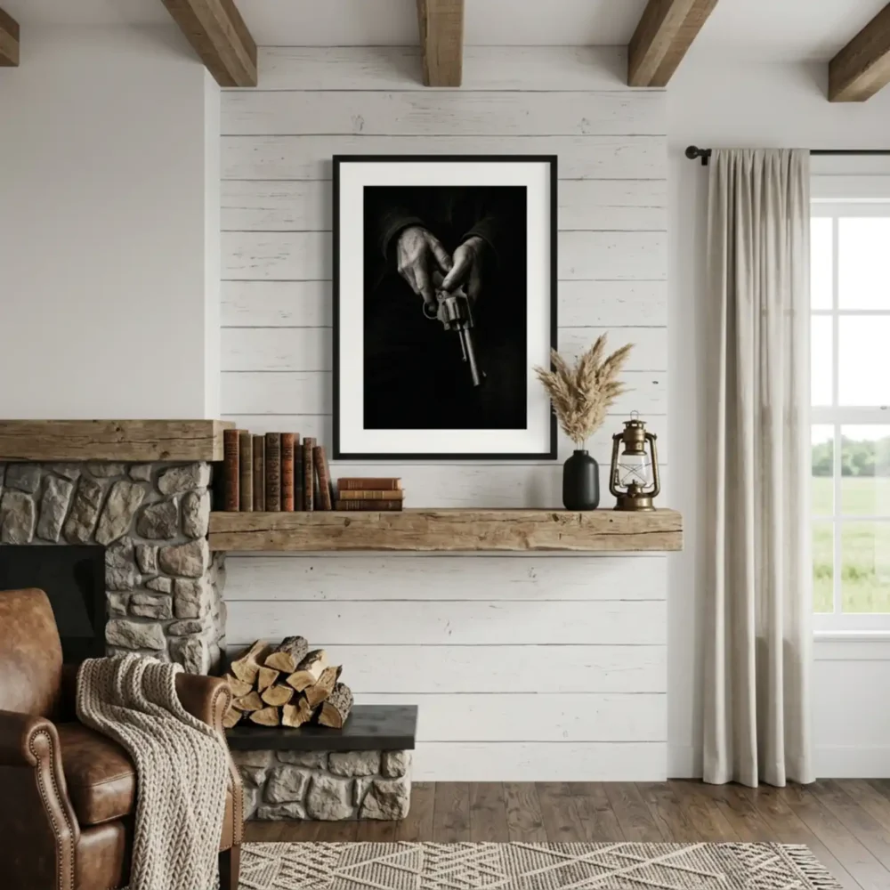Revolver Print. Western Gift. Modern Farmhouse Wall Decor. Rustic Home Decor.