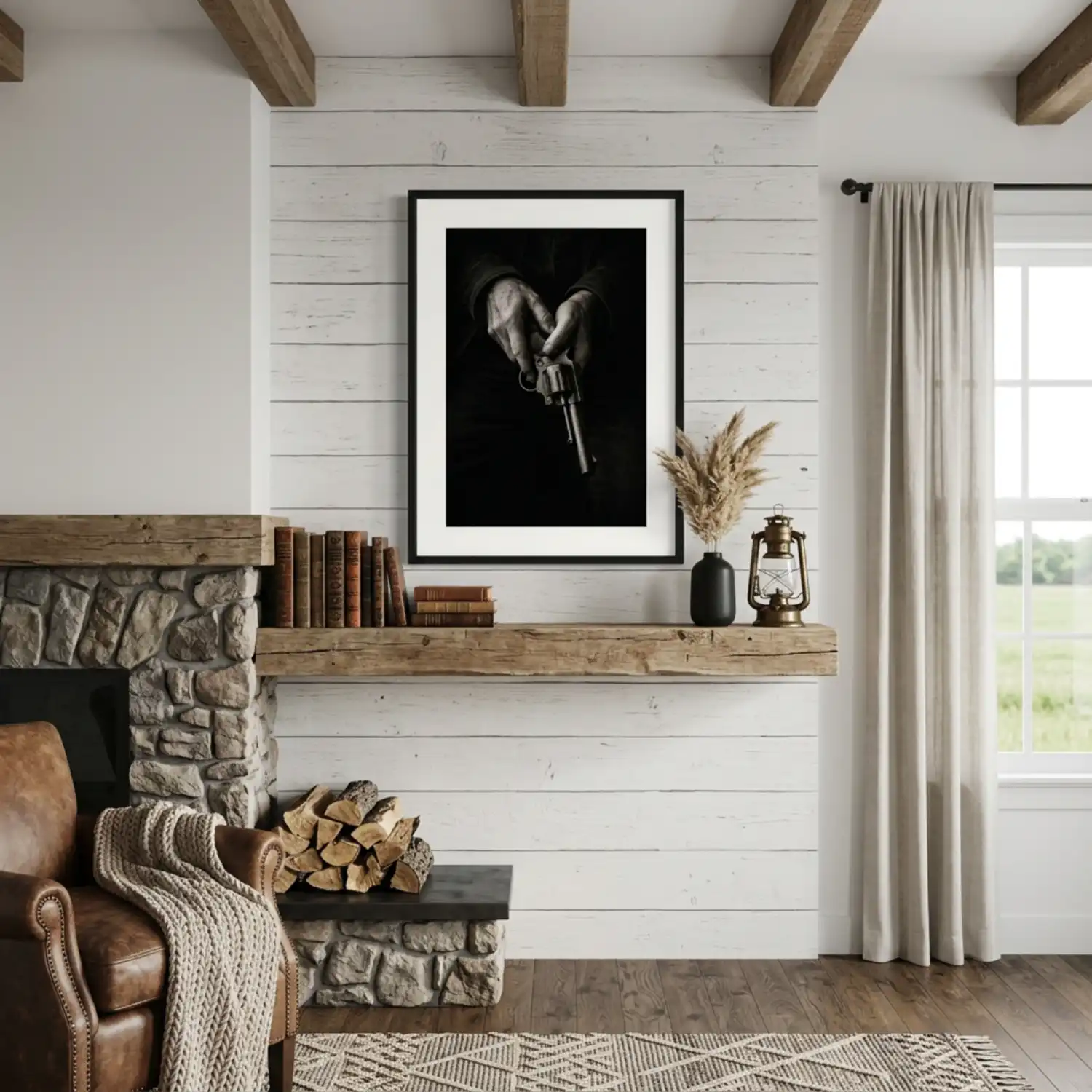 Revolver Print. Western Gift. Modern Farmhouse Wall Decor. Rustic Home Decor.