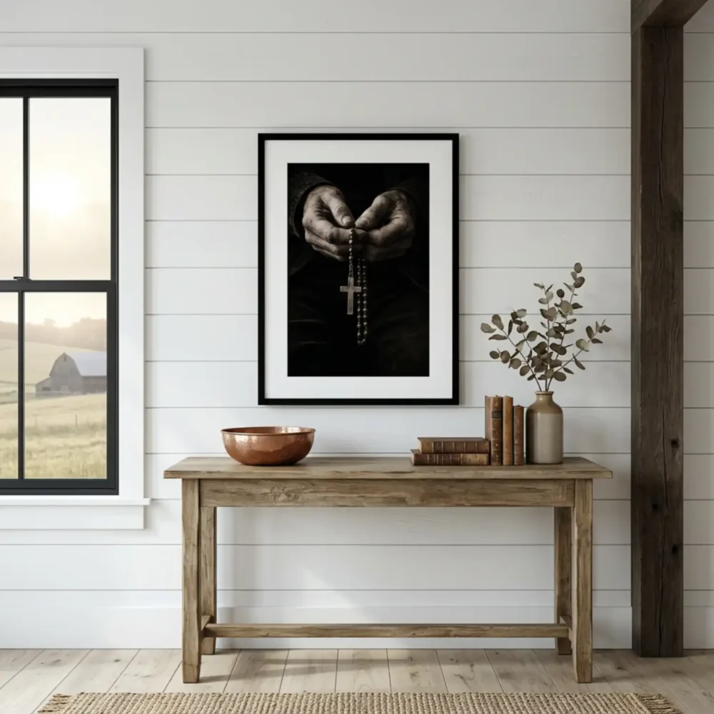 Rosary Print. Western Gift. Modern Farmhouse Wall Decor. Rustic Home Decor.