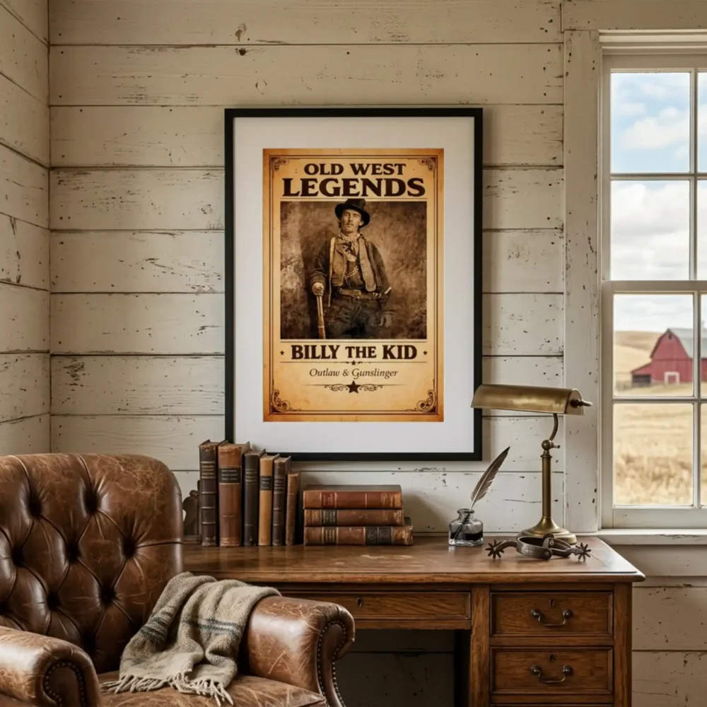 Billy the Kid Print. Western Gift. Modern Farmhouse Wall Decor. Rustic Home Decor.