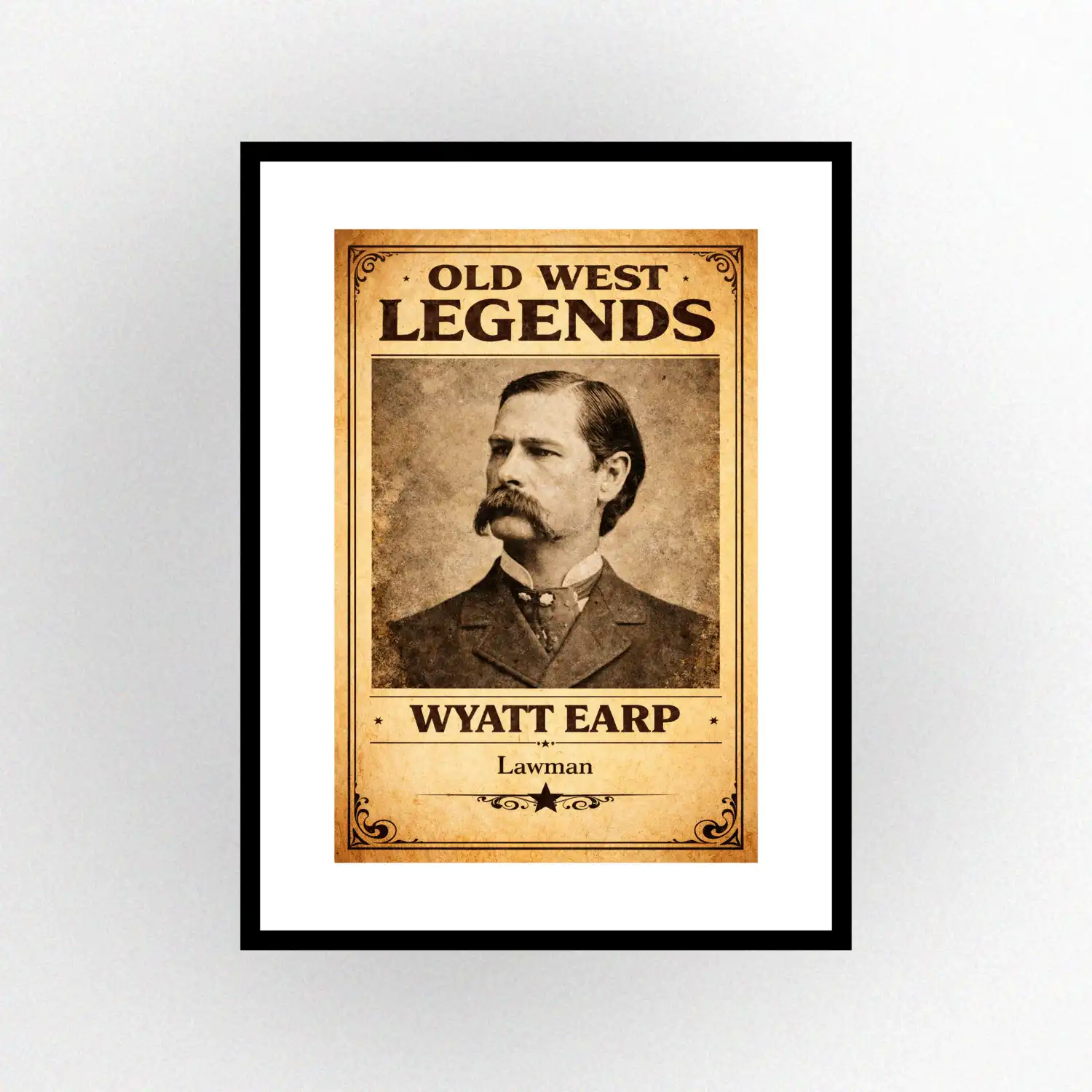 Wyatt Earp Print. Western Gift. Modern Farmhouse Wall Decor. Rustic Home Decor.
