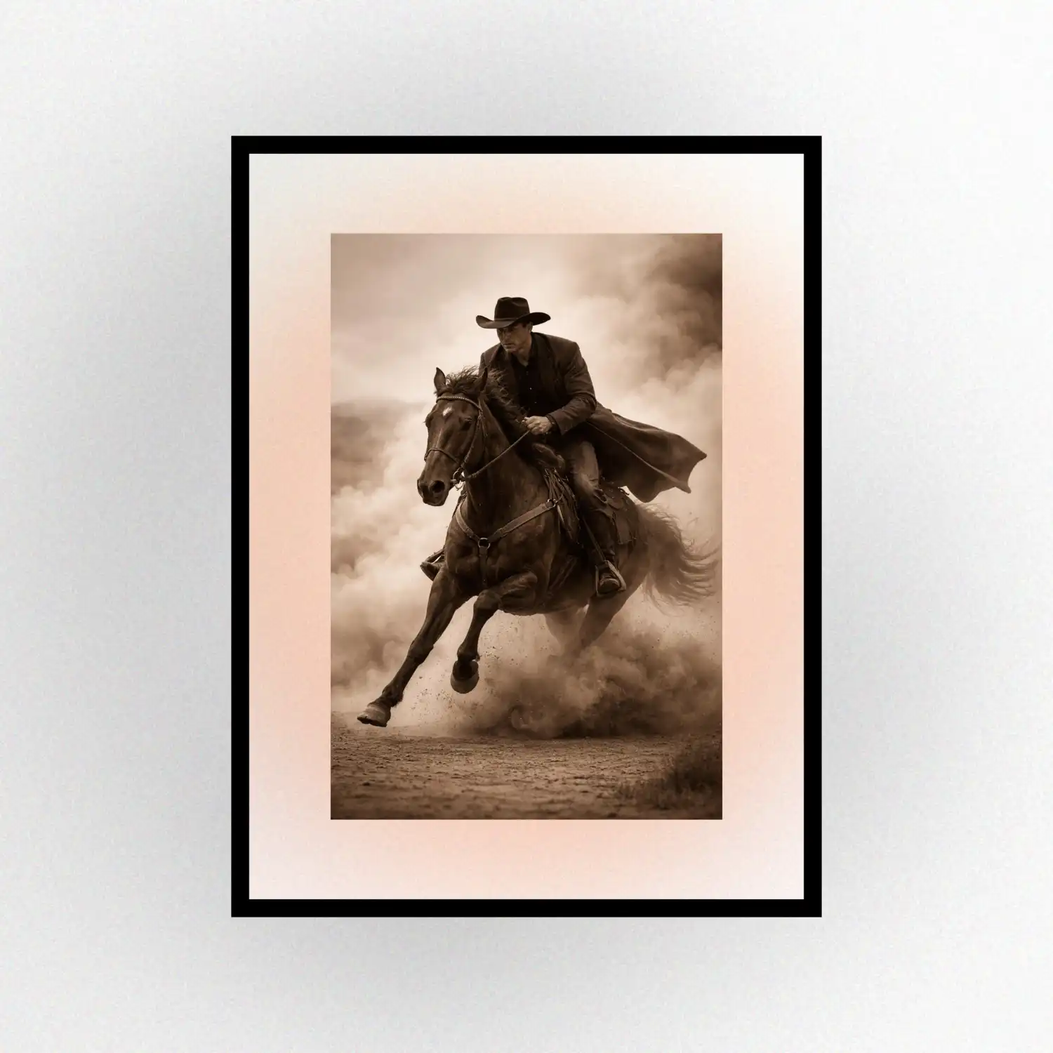 Cowboy Riding Horse Print. Western Gift. Modern Farmhouse Wall Decor. Rustic Home Decor.