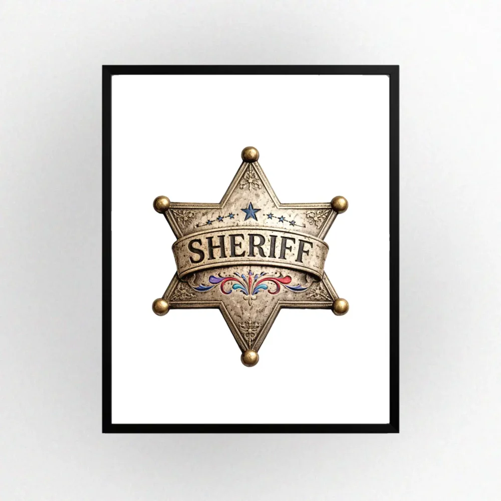 Sheriff Badge Print. Western Gift. Modern Farmhouse Wall Decor