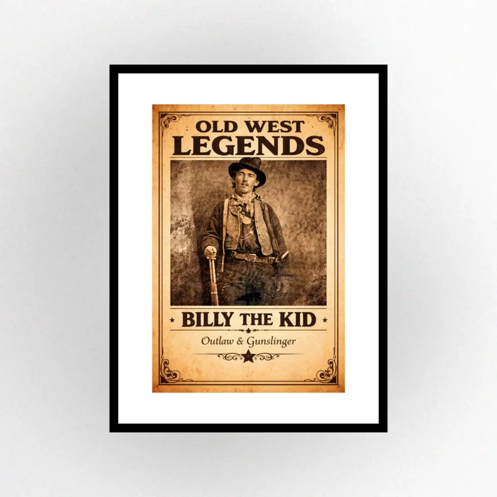 Billy the Kid Print. Western Gift. Modern Farmhouse Wall Decor. Rustic Home Decor.