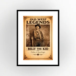 Billy the Kid Print. Western Gift. Modern Farmhouse Wall Decor. Rustic Home Decor.