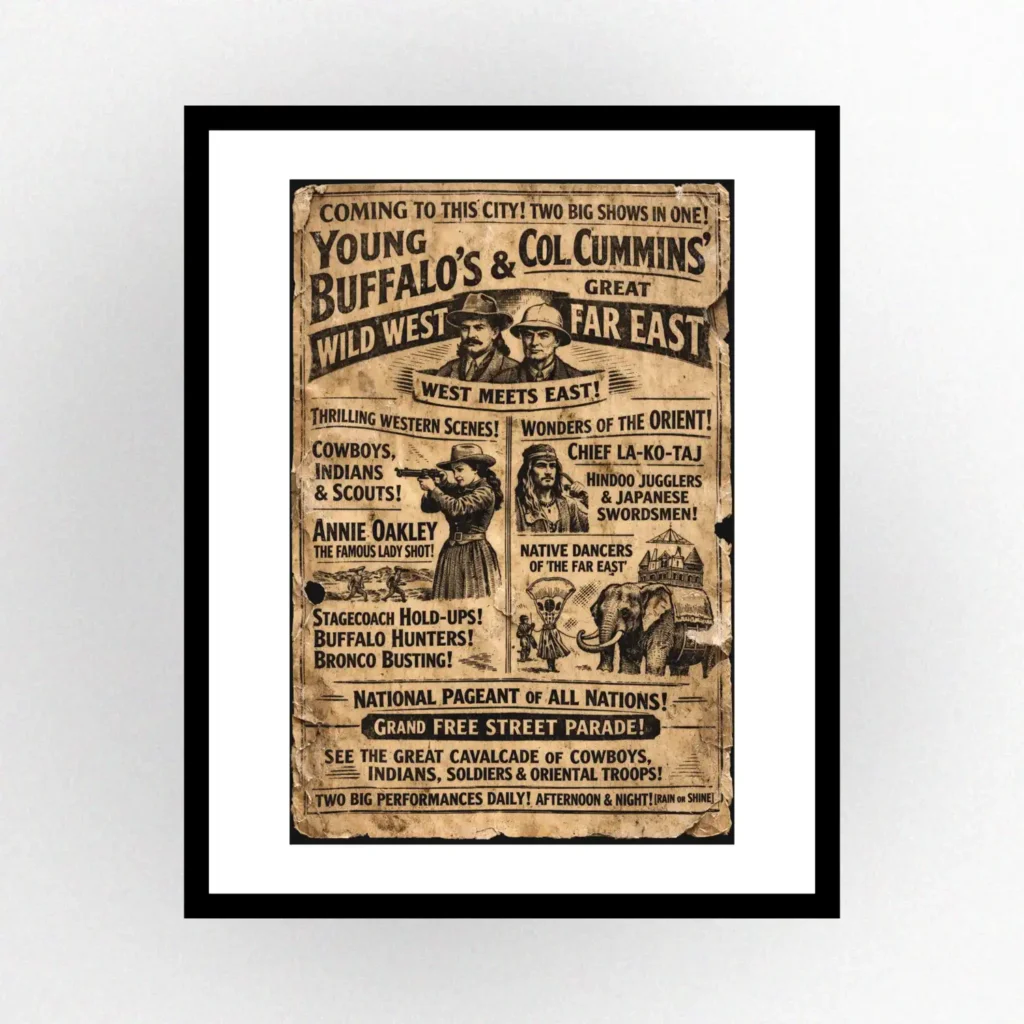 Buffalo Bill Wild West Show Print. Modern Farmhouse Wall Decor. Rustic Home Decor.