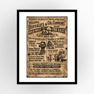 Buffalo Bill Wild West Show Print. Modern Farmhouse Wall Decor. Rustic Home Decor.